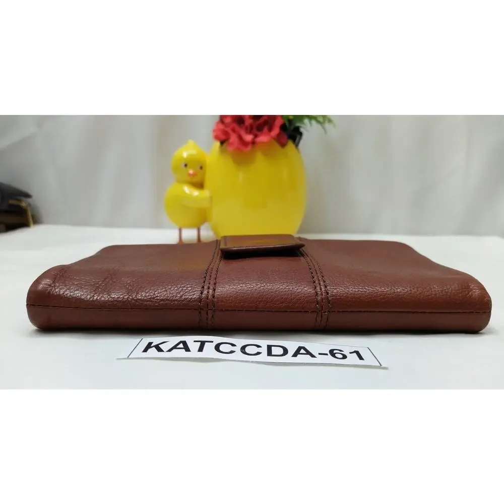 Fossil Ella Brown Leather Credit Card ID Window Zipper Bifold Wallet